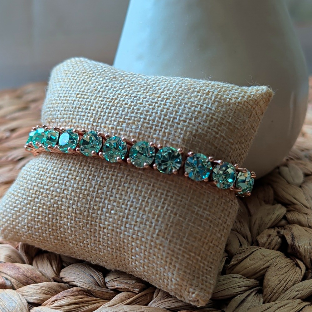 Park Lane Rose Gold Tone Mint Crystal Tennis Bracelet Adjustable Lobster